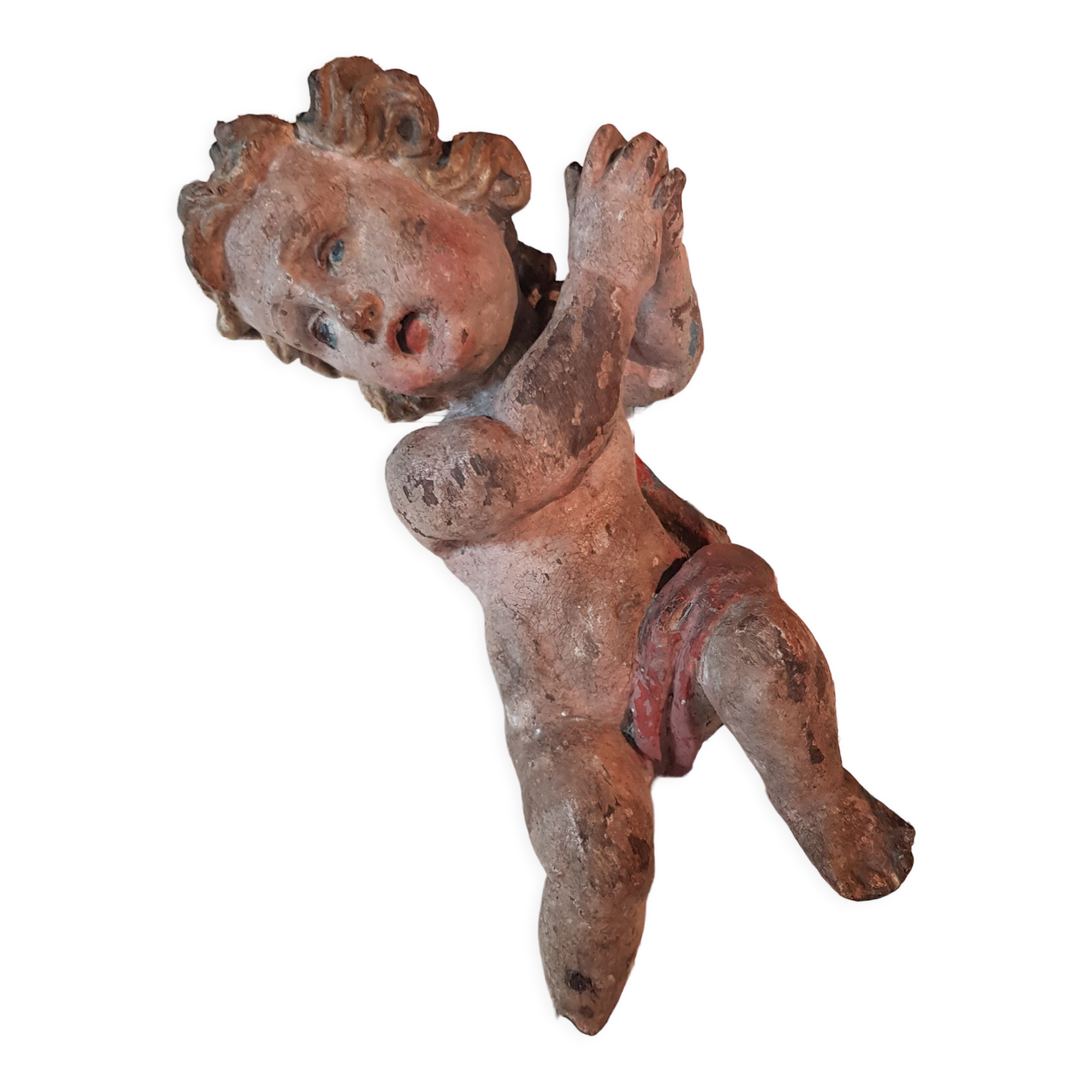 Carved wooden cherub or putto