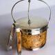 Lucite burl wood & brass ice bucket with tongs, Italy, circa 1970