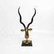 Sculpture en laiton et marbre de la tête d'antilope koudou des années 1970