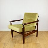 Stobrawa wooden armchair brown vintage olive - Bączyk - 2 pieces available