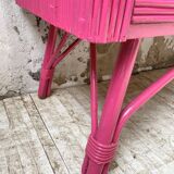 Vintage pink rattan chest of drawers