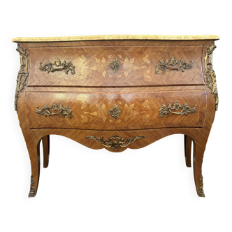Curved marquetry commode – marble top