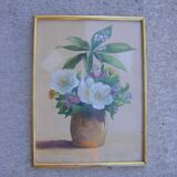 Watercolor "with vase of flowers"