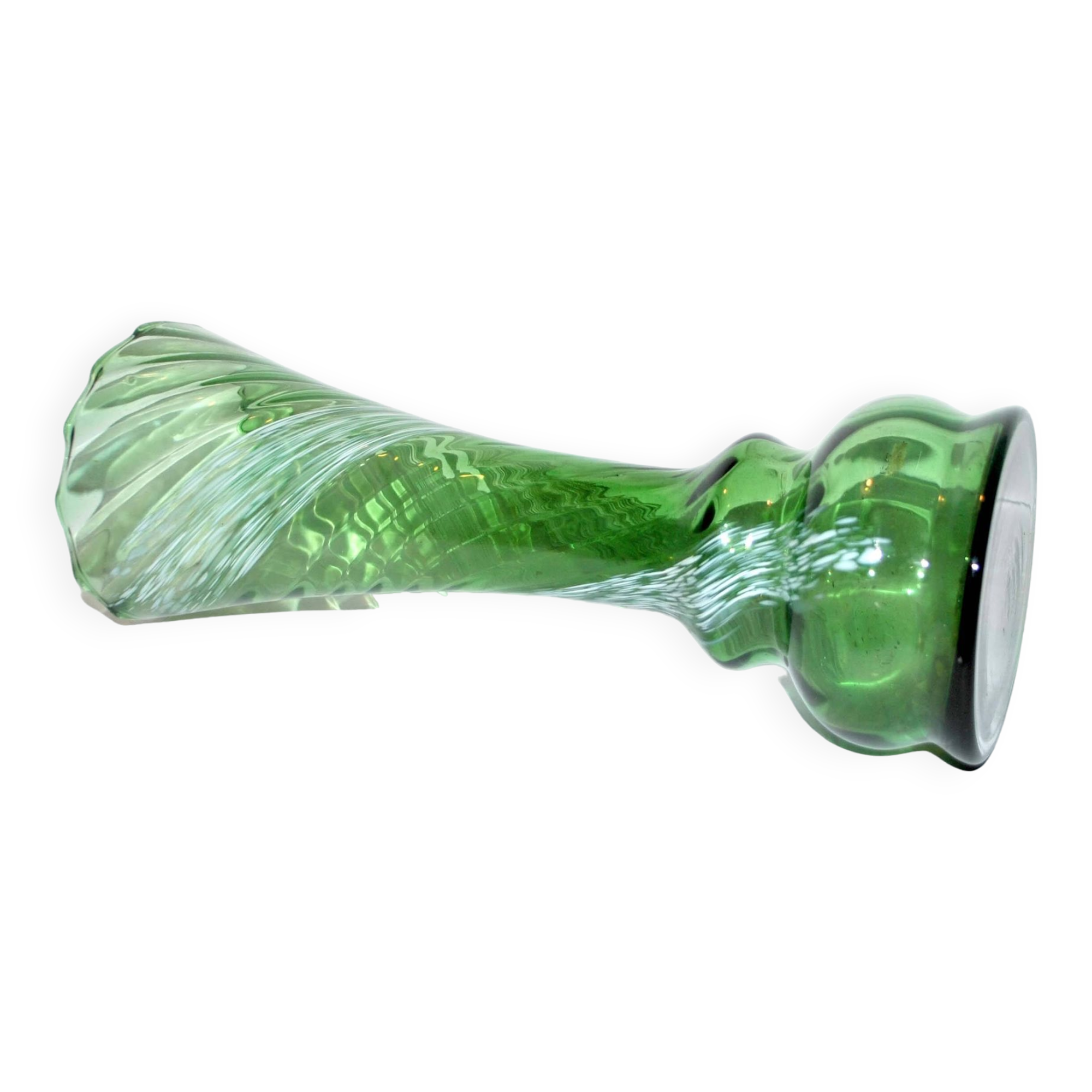 Antique vase in Clichy glass, speckled green with white speckles