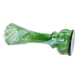 Vase ancien en verre de Clichy jaspé vert moucheté blanc