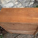 Vintage chest of drawers with compass feet, oak, original patina, 1950s