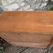 Vintage chest of drawers with compass feet, oak, original patina, 1950s