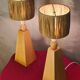 2 Scandinavian style bedside lamps in solid wood and raffia shade 40