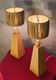 2 Scandinavian style bedside lamps in solid wood and raffia shade 40