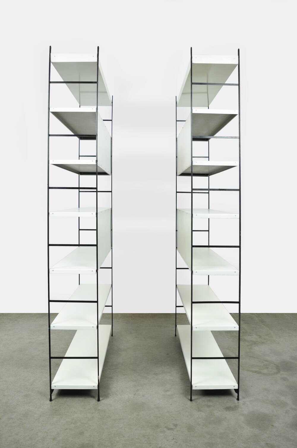 Industrial metal roomdivider / bookcases / bookshelves, 1960s Netherlands