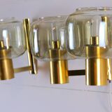 Paire Appliques Scandinaves Laiton verre fumés