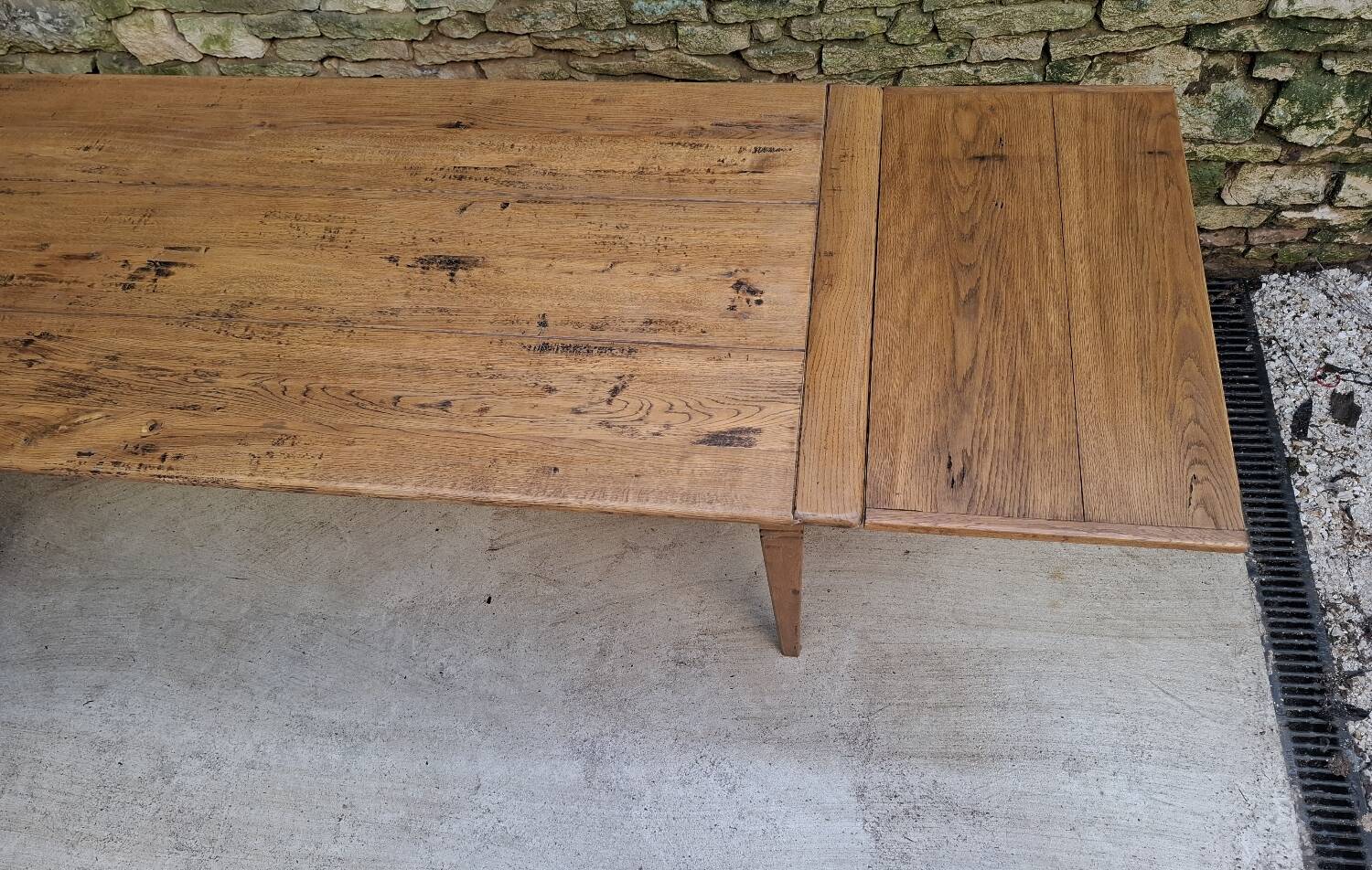 Table de ferme chêne 320 cm avec allonges 