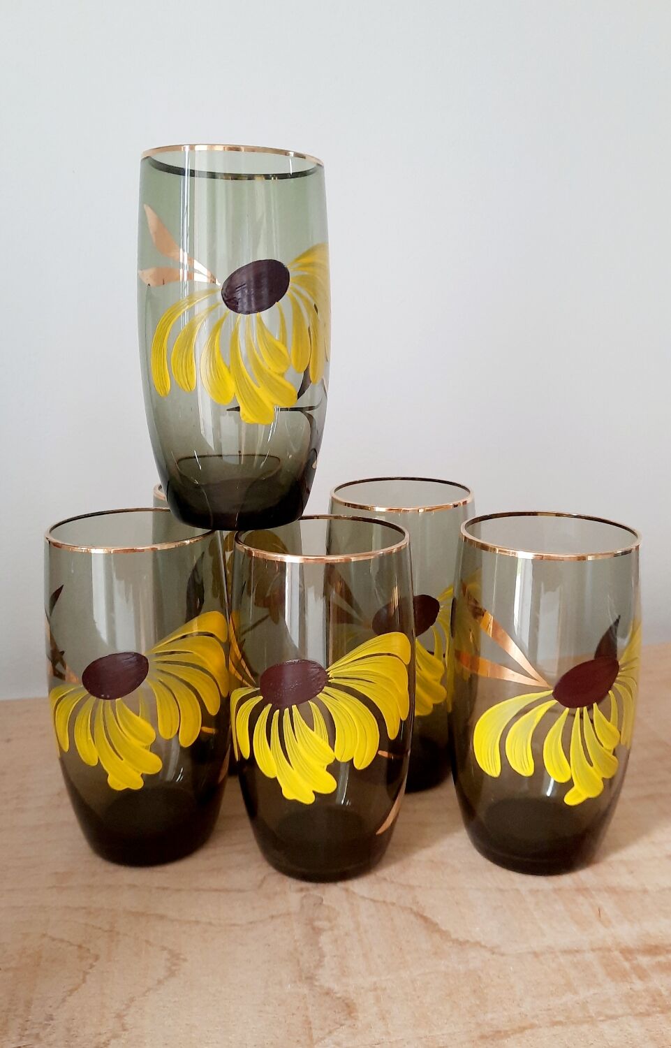 Vintage smoked amber glass pitcher