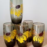 Vintage smoked amber glass pitcher