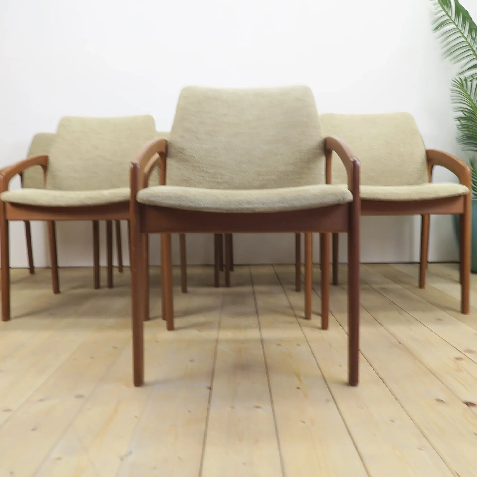 Set of 8 model 23 chairs in teak by Henning Kjærnulf for Korup Stolefabrik, Denmark 1960.