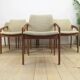 Set of 8 model 23 chairs in teak by Henning Kjærnulf for Korup Stolefabrik, Denmark 1960.