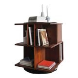 Gianfranco Frattini for Bernini italian wood leather swivel bookcase 1960s