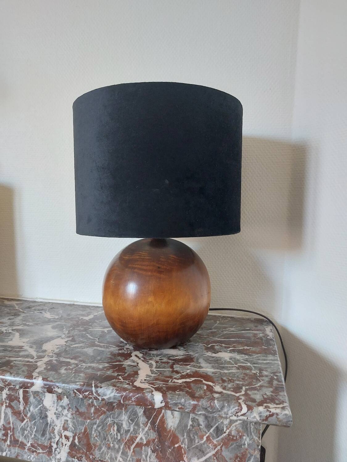 Vintage wooden ball lamp base
