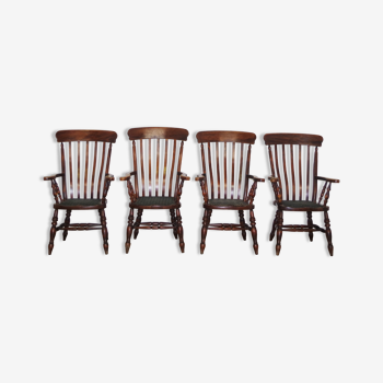 Chaises de ferme victoriennes, royaume-uni, set de 4