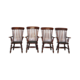 Chaises de ferme victoriennes, royaume-uni, set de 4