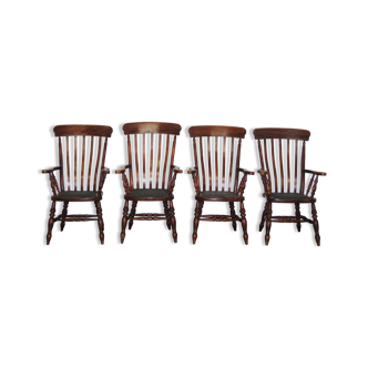 Chaises de ferme victoriennes, royaume-uni, set de 4