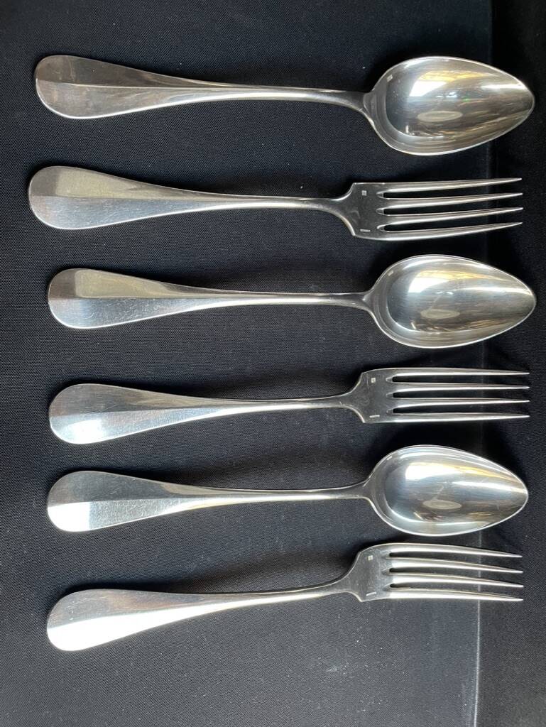 Box of 6 forks and 6 table spoons Christofle “Baguette” collection