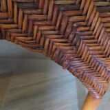 Two-seater banquette in woven rattan, wood and bamboo, 1980s.