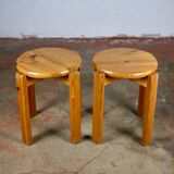Pair of stackable pine stools