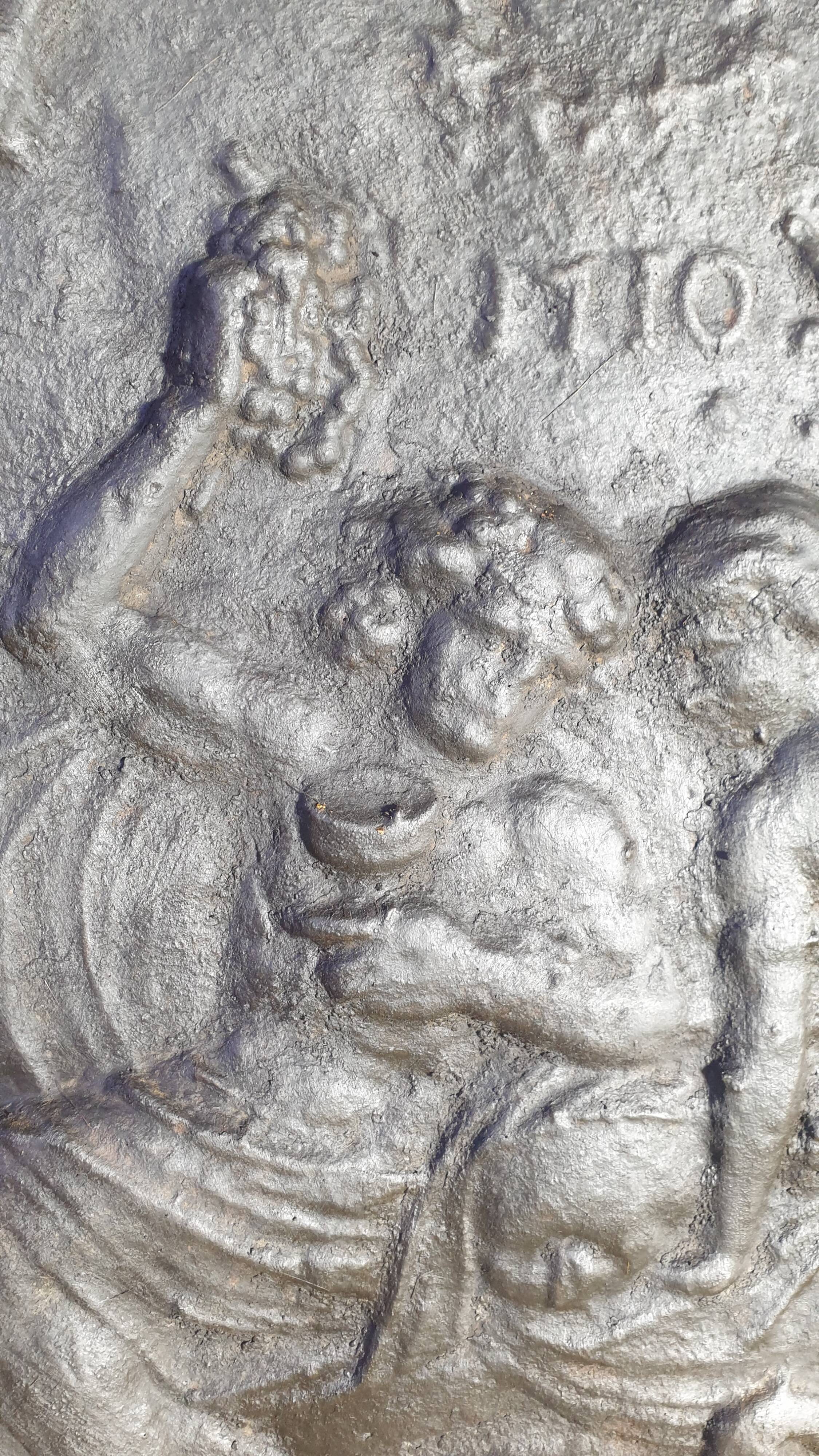 Cast iron fireplace plate - winemaking - 1710