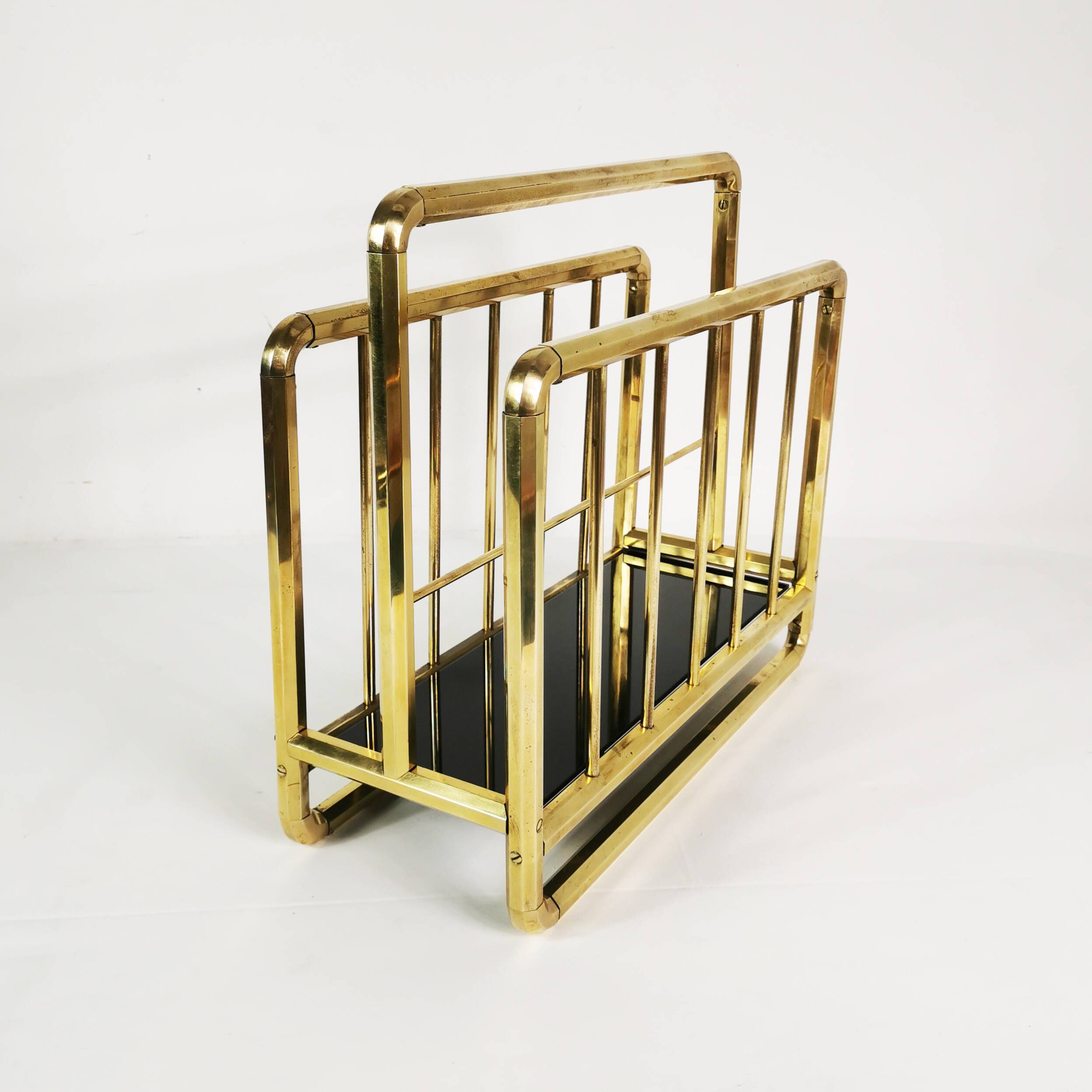 Art Deco brass newspaper rack, 1950s Germany