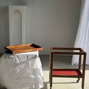 Wooden rolling trolley with removable top H66 75x35