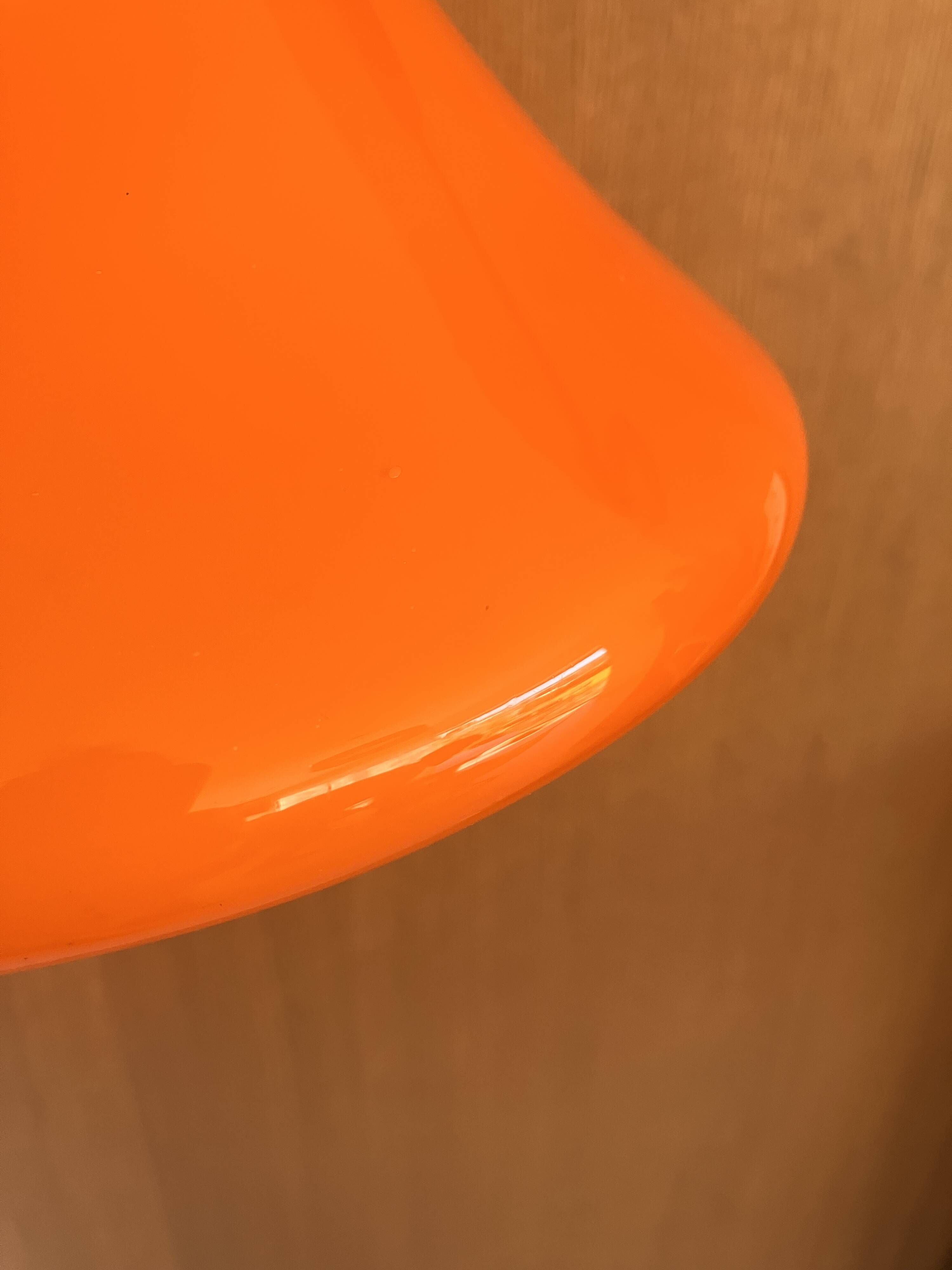 Orange opaline lamp suspension Space Age vintage 1970s