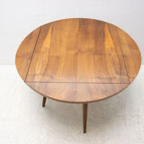 Folding walnut coffee table from the 1950s, Czechoslovakia
