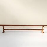 Banc de monastère extra-long en bois d'orme massif, vers 1850