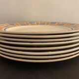 8 assiettes plates anciennes badonviller, modèle edith, 1900