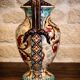 Pair of large earthenware vases from Gien – Polychrome floral decoration – 20th century