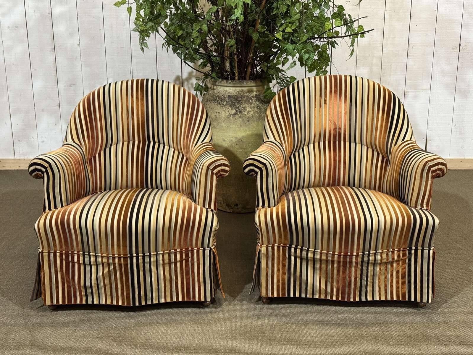 Pair of Napoleon III style crapaud armchairs - work from the 1950s