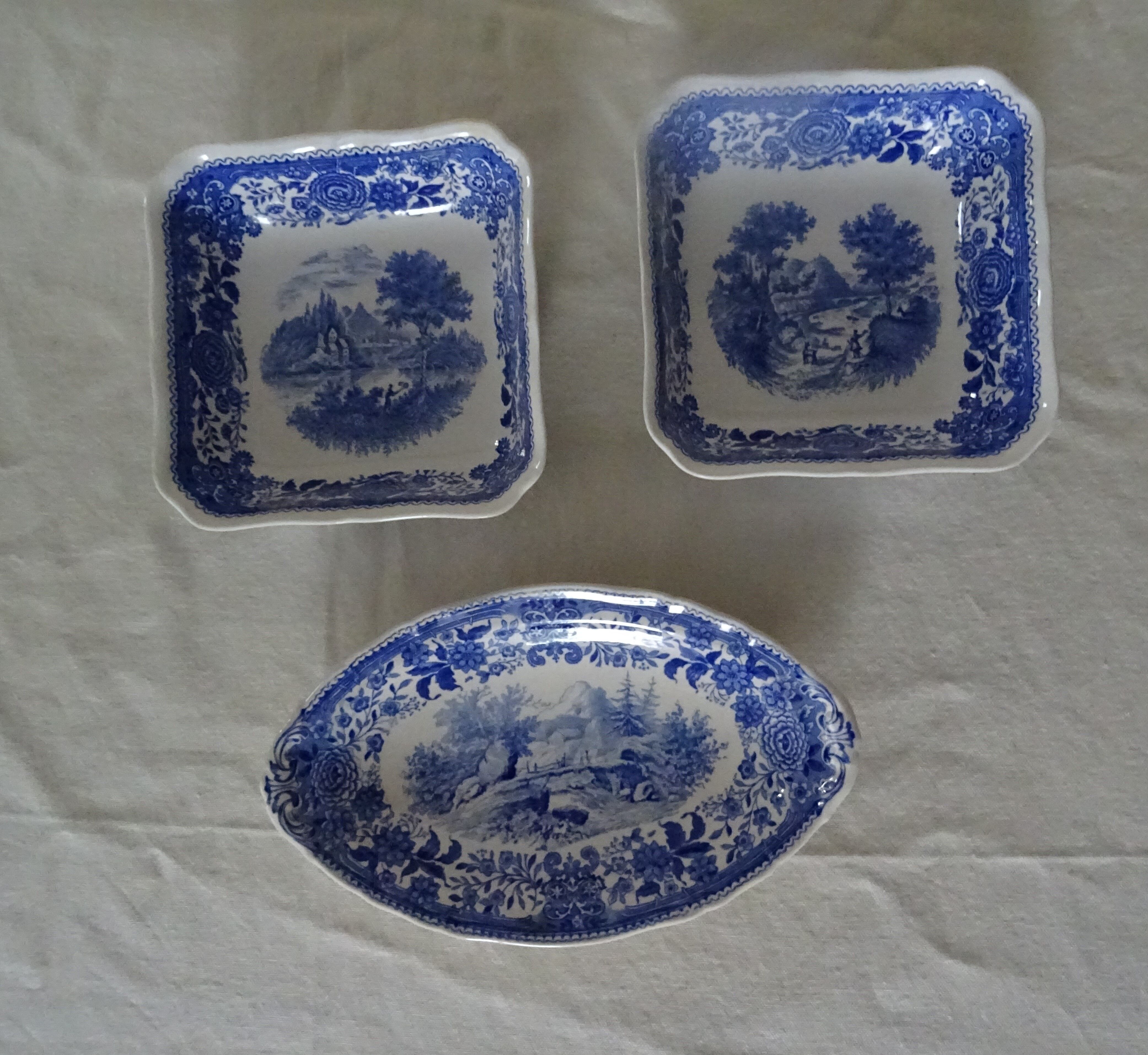 3 dishes raviers Villeroy & Boch antique earthenware 366112 Burgenland Blue