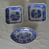 3 plats raviers Villeroy & Boch  faïence ancienne  366112 Burgenland Bleu