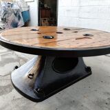 Unique Industrial Coffee Table Ringed Touret SNCF 120 cm.