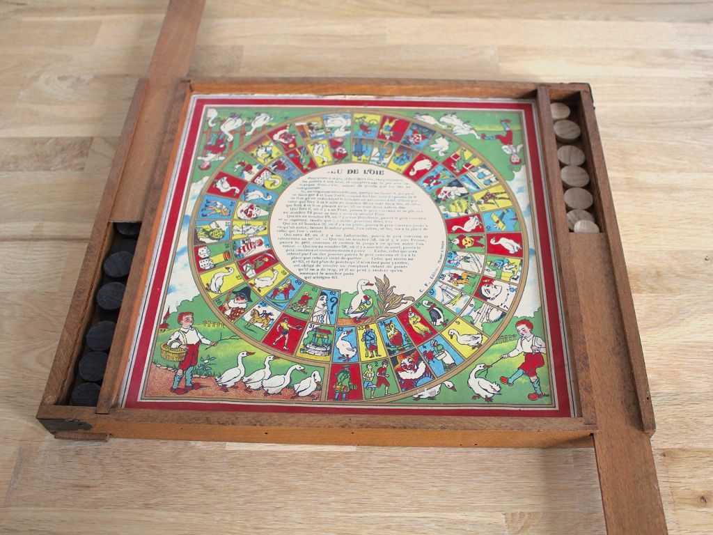 Jeu De L'oie Ancien JFL Paris - Avec Damier Au Verso, Bois, Occasion