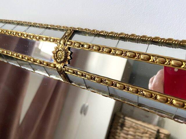 Old Faceted Beaded Mirror Venetian Style Vintage Design 60s/70s