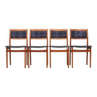 Ensemble de quatre chaises en hêtre, design danois, années 1970, production : Danemark