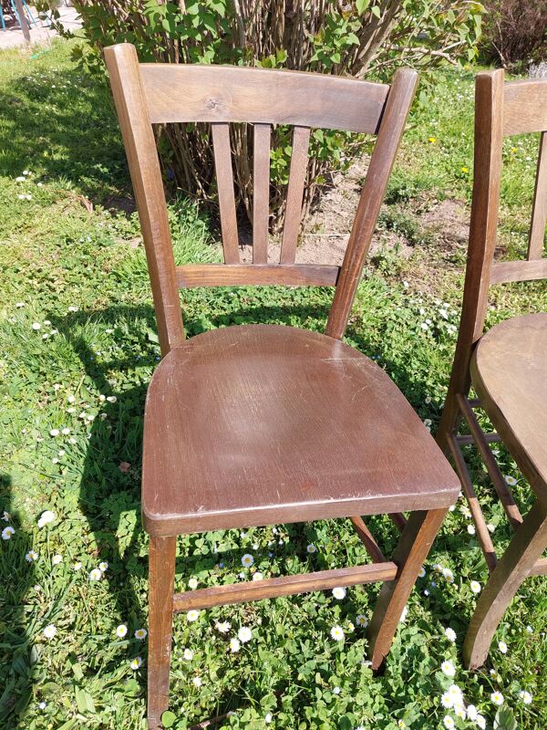 2 chaises bistrot vintage en bois