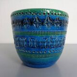 Italian Rimini Blue Ceramic Cachepot by Aldo Londi for Bitossi, 1960s