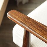 Vintage armchair in light beige corduroy designed by H. Lis.