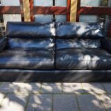 Black Leather Sofa by Tito Agnoli for Poltrona Frau, Italy, 1980s