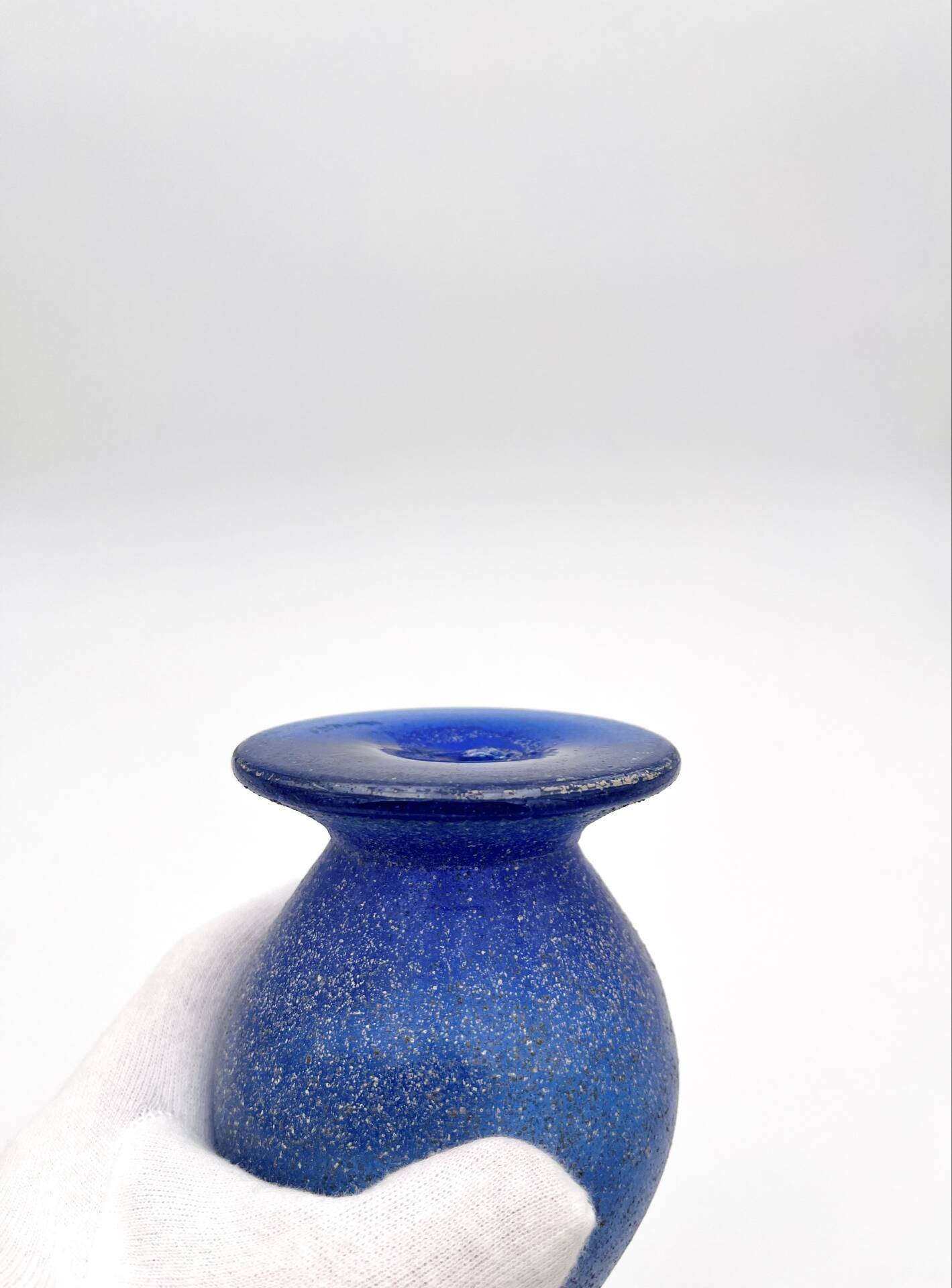 Murano Soliflore Vase V Nason C Cobalt Blue Frosted 38cm Label