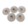Set de 4 assiettes vintage en faïence crème fleurs 1950 1960