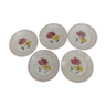 Set de 4 assiettes vintage en faïence crème fleurs 1950 1960